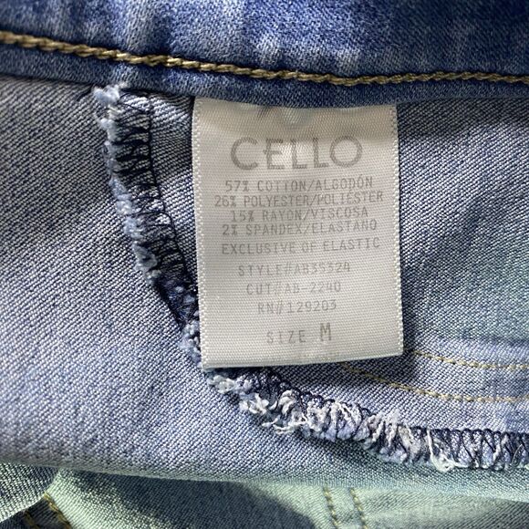 CELLO Jeans Pull On Low Rise Flared Distressed Frayed Hem Light Wash Womens M - Picture 9 of 10